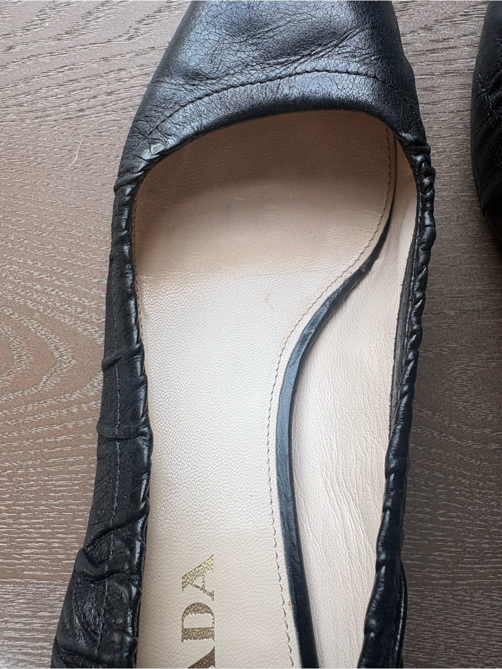 Prada Black Ruched Leather Mid-Heel Pumps - Picture 14 of 16
